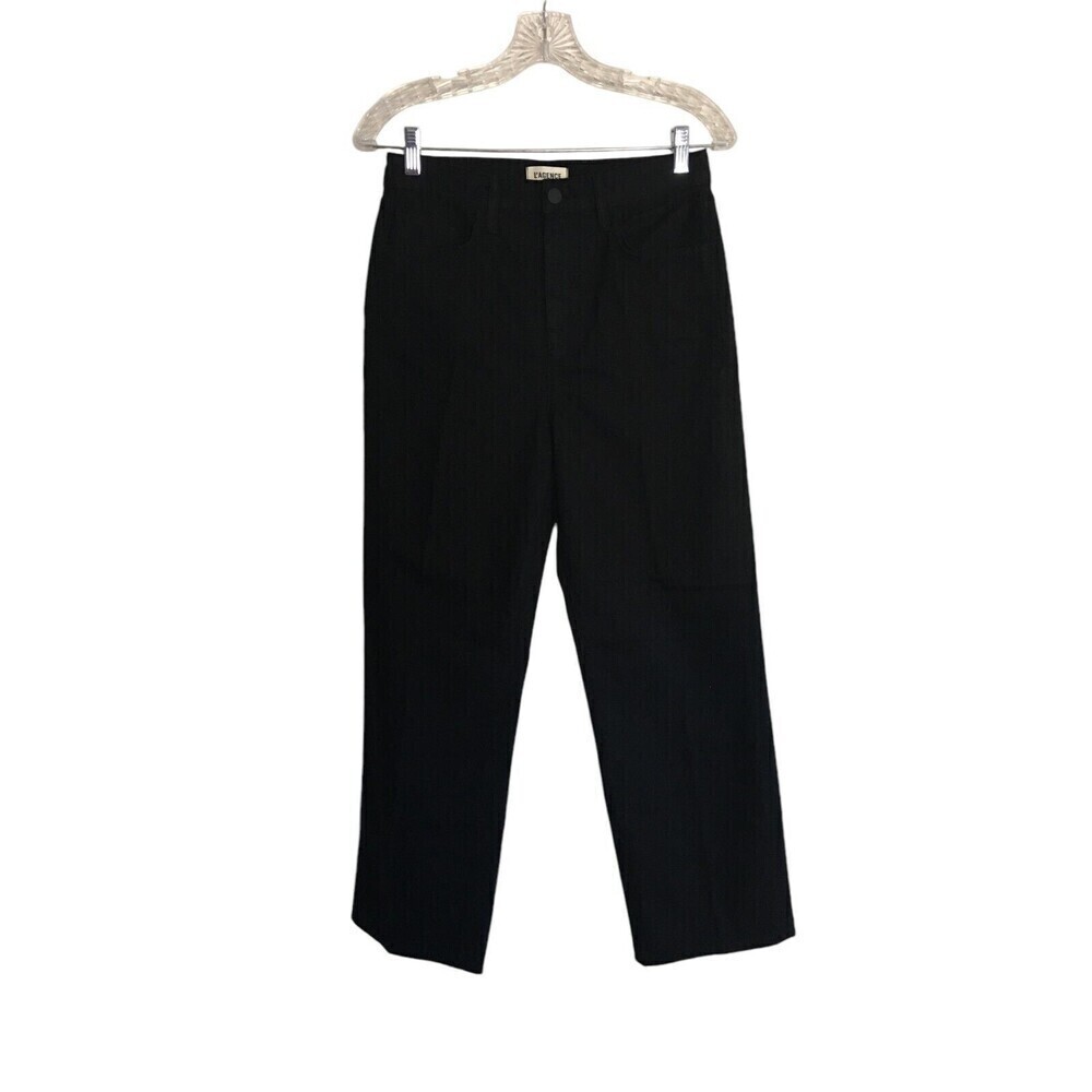 L'agence Jeans Women's Size 25 Black June Cropped Straight Leg Cotton